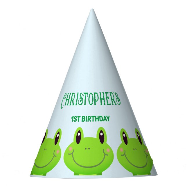 Chapeaux De Fêtes Grenouille Anniversaire Thème Bleu Beau (Devant)