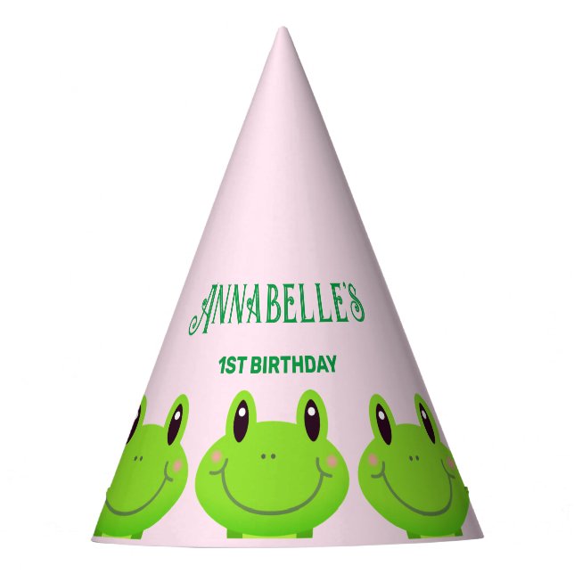 Chapeaux De Fêtes Grenouille Anniversaire Thème Fête Jolie rose (Devant)