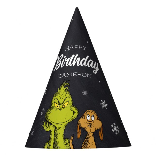 Chapeaux De Fêtes Grinch Chalkboard Anniversaire (Devant)