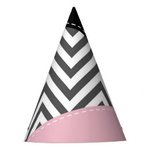 Chapeaux De Fêtes Gris Zigzag, Gris Chevron, Motif Zigzag, Rose
