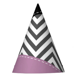 Chapeaux De Fêtes Gris Zigzag, Gris Chevron, Motif Zigzag, Violet