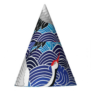 Chapeaux De Fêtes Grue japonaise : Motif orné d'oiseaux.