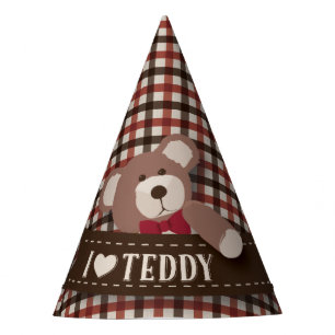 Chapeaux De Fêtes Guingan Brown et rouge d'anniversaire de