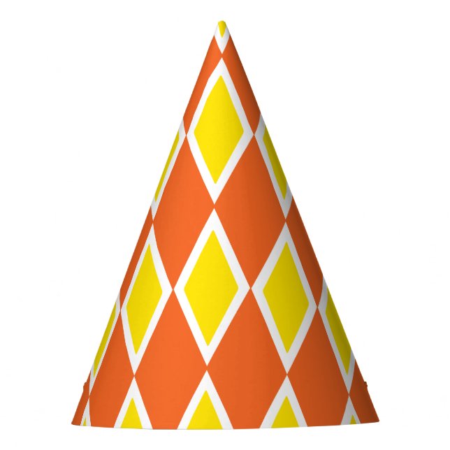 Chapeaux De Fêtes Halloween d'automne jaune orangé de l'Harlequin (Devant)