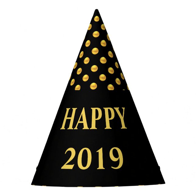 Chapeaux De Fêtes Happy 2019 & Gold Pois (Devant)