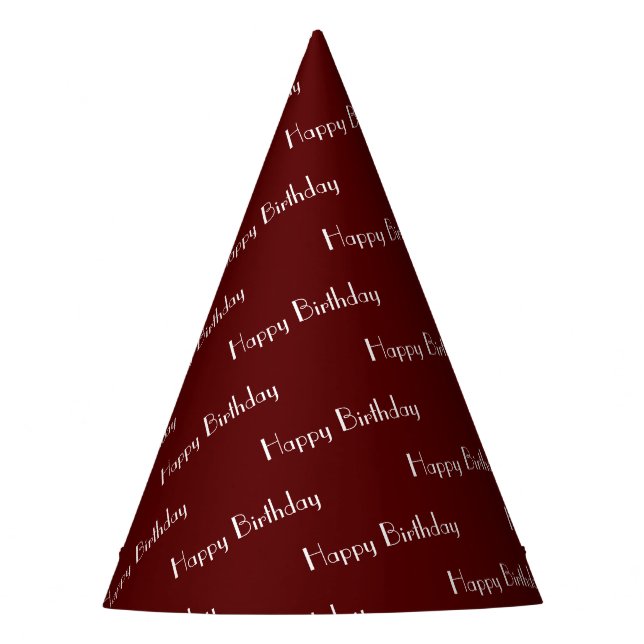 Chapeaux De Fêtes Happy Birthday Custom Text Pattern Maroon (Devant)