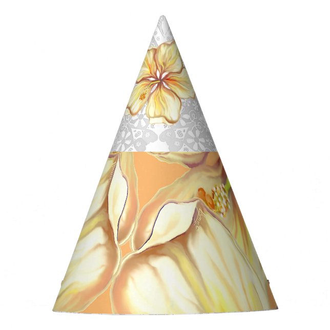 Chapeaux De Fêtes Hibiscus & dentelle JAUNE (Devant)