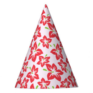 Chapeaux De Fêtes Hibiscus Rouge, Fleurs Rouges, Motif De Fleurs