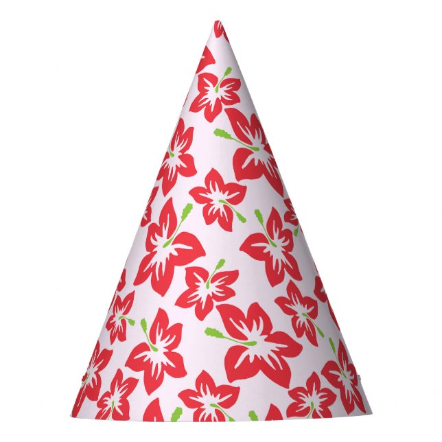 Chapeaux De Fêtes Hibiscus Rouge, Fleurs Rouges, Motif De Fleurs (Devant)