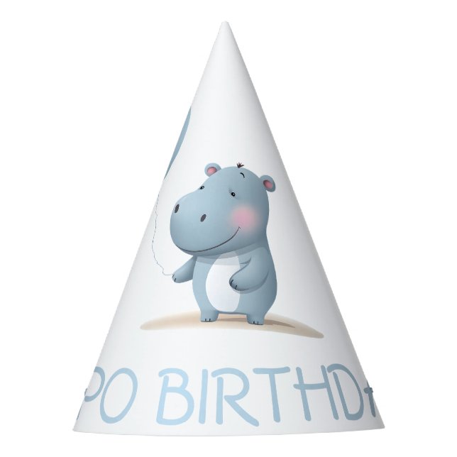 Chapeaux De Fêtes Hippo Anniversaire bleu doux (Devant)
