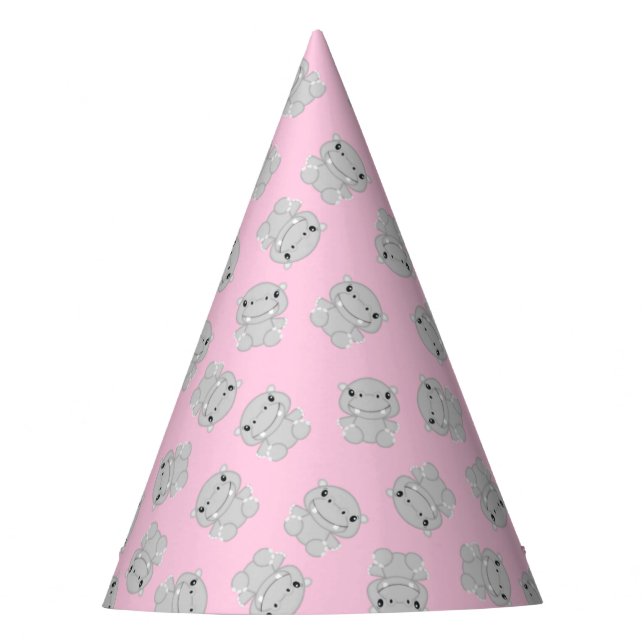 Chapeaux De Fêtes Hippo fête d'anniversaire rose (Devant)