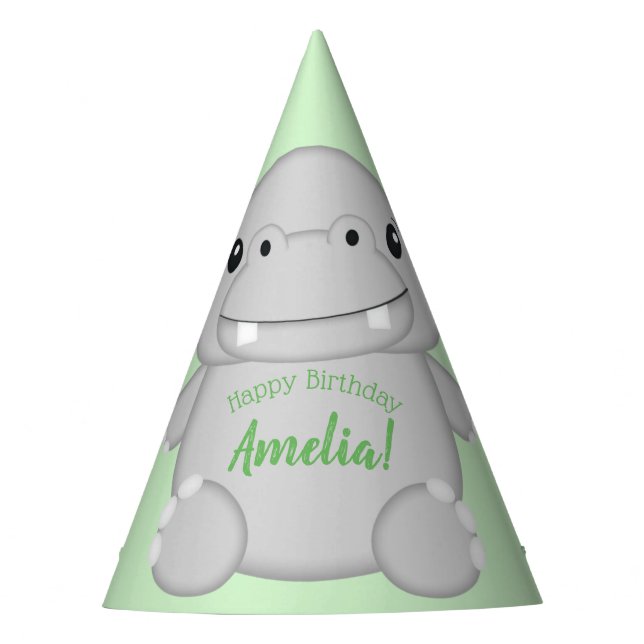 Chapeaux De Fêtes Hippo fête d'anniversaire vert (Devant)