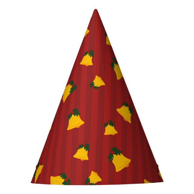 Chapeaux De Fêtes Holiday Red Gold Stripe Bells Christmas (Devant)