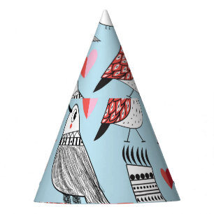 Chapeaux De Fêtes Illustrations amusantes d'oiseaux, graphisme sans