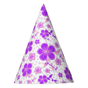 Chapeaux De Fêtes Impression simple de fleurs à l'aquarelle violette