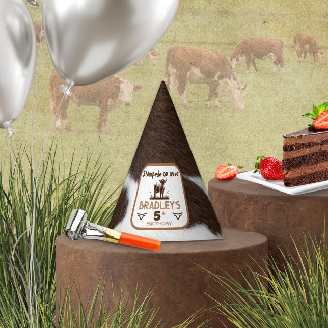Chapeaux De Fêtes Imprimé Animal Fête de Taureaux Marron Anniversair (Créateur téléchargé)