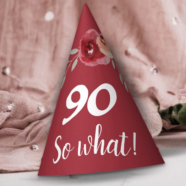 Chapeaux De Fêtes Inspirationnel Bourgogne Rose Floral 90e anniversa (Créateur téléchargé)