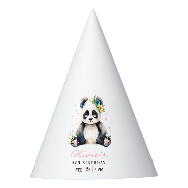 Chapeaux De Fêtes Invitation d'anniversaire Panda, Anniversaire de f (Devant)