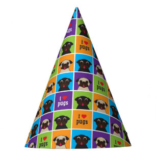Chapeaux De Fêtes J'aime le motif de carrés de couleur de carlins