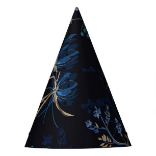 Chapeaux De Fêtes Jardin sombre : Floral bleu monotone