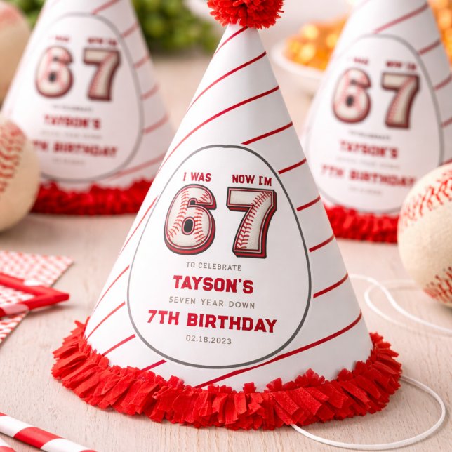 Chapeaux De Fêtes J'avais 6 ans, maintenant j'ai 7 ans – Baseball 7e (I Was 6, Now I’m 7 – Baseball 7th Birthday Party Hat
)