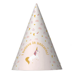 Chapeaux De Fêtes Je crois aux licornes rose jaune