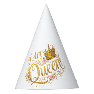 Chapeaux De Fêtes Je Suis Reine Couronne Dorée Dessin Floral