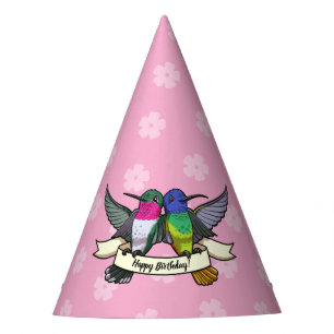 Chapeaux De Fêtes Joli anniversaire aux colibris ! Carton au ruban