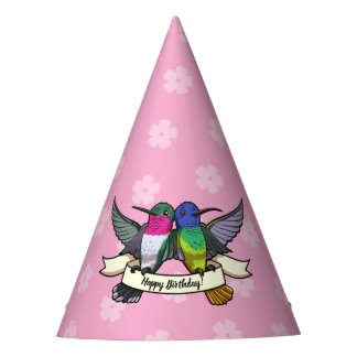 Chapeaux De Fêtes Joli anniversaire aux colibris ! Carton au ruban