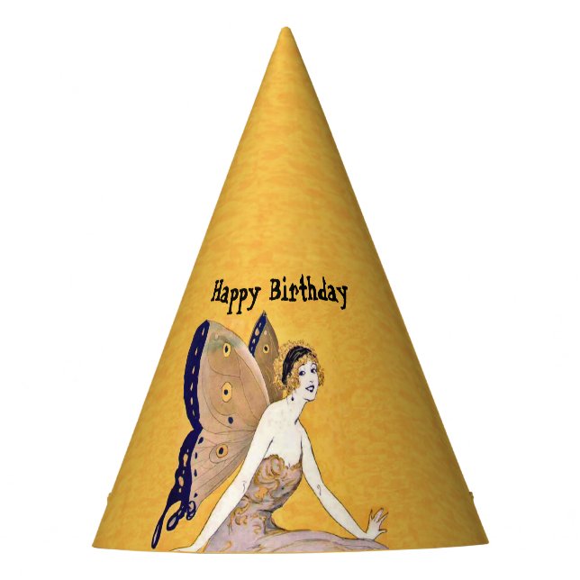 Chapeaux De Fêtes Joli Anniversaire Fairy Papillon Ailes Jaune (Devant)