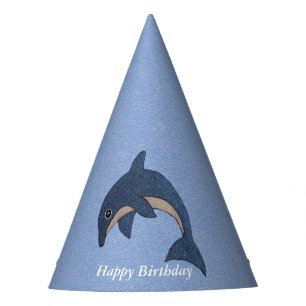 Chapeaux De Fêtes Joli Cartoon Jumping Anniversaire Bleu Blanc Dauph