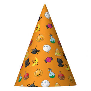 Chapeaux De Fêtes Joli motif d'Halloween avec fond orange