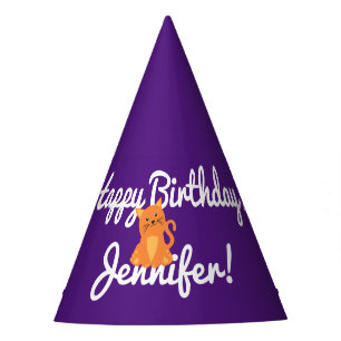 Chapeaux De Fêtes Joli Nom de Chien Orange Cartoon Violet Blanc Scri