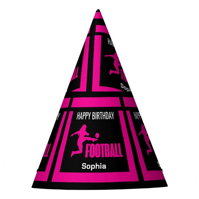 Chapeaux De Fêtes Joueuse de football rose fille équipe d'anniversai (Devant)