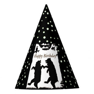 Chapeaux De Fêtes Joyeux Anniversaire Danse Ours Noirs Pointe blanch
