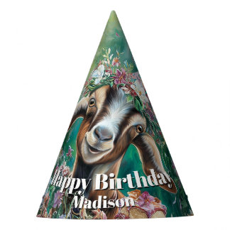 Chapeaux De Fêtes Joyeux Anniversaire Fleurs de Jardin de Chèvre Nub