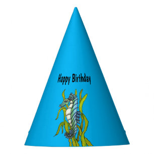 Chapeaux De Fêtes Joyeux anniversaire Imaginaire Seahorse Seaweed Bl