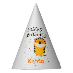 Chapeaux De Fêtes Joyeux anniversaire joli tigre mignon nom personna
