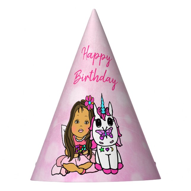 Chapeaux De Fêtes Joyeux anniversaire licorne et fée (Devant)