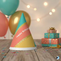 Joyeux Anniversaire Moderne Corail Sarcelle Or Pai