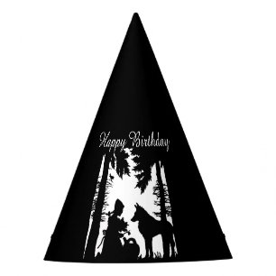 Chapeaux De Fêtes Joyeux Anniversaire Noir sur Blanc Rouge Chaperon