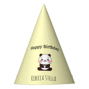 Chapeaux De Fêtes Joyeux anniversaire ours panda mignon jaune