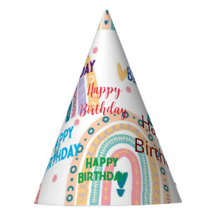 Chapeaux De Fêtes Joyeux Anniversaire Papier Casquette Aquarelle