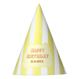 Chapeaux De Fêtes Joyeux Anniversaire Personnalisé Rayure Jaune