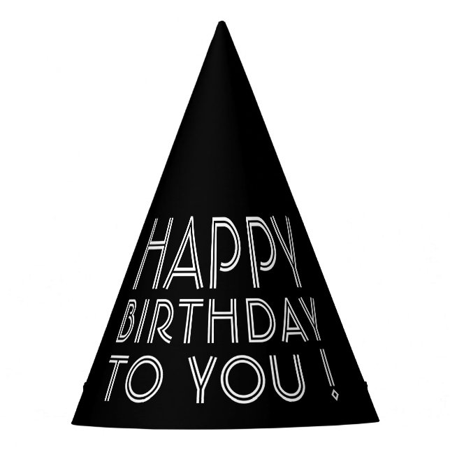 Chapeaux De Fêtes "Joyeux Anniversaire Pour Vous !" | Noir et blanc (Devant)