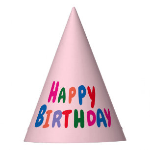 Chapeaux De Fêtes Joyeux anniversaire rose doux et simple