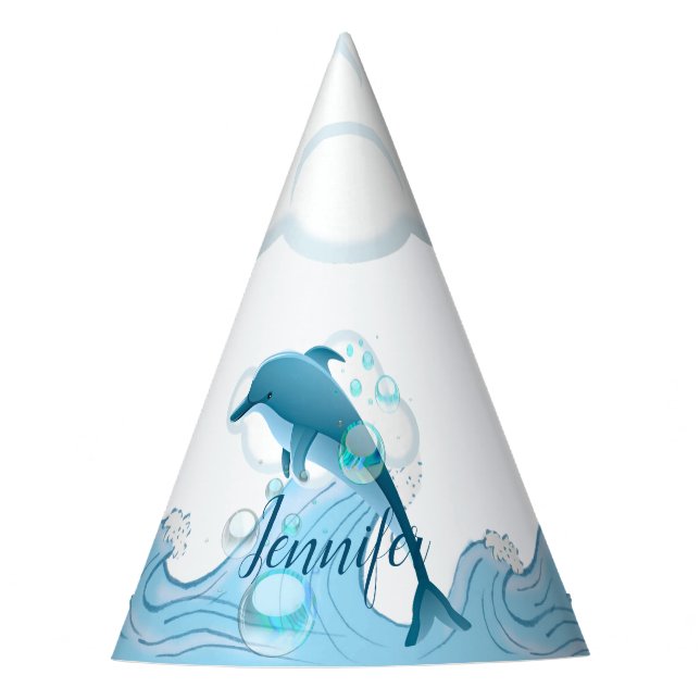 Chapeaux De Fêtes Joyeux dauphin de saut avec des bulles (Devant)