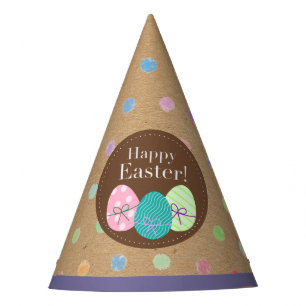 Chapeaux De Fêtes Joyeux Oeufs De Pâques À petits pois Sur Papier 