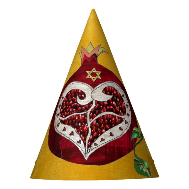 Chapeaux De Fêtes Judaica Pomegranate Heart Hanoukka Rosh Hashanah (Devant)