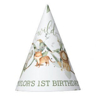 Chapeaux De Fêtes Jungle Animaux La verdure 1er anniversaire Garçon